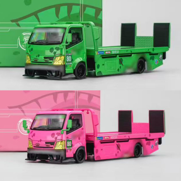 平板运输拖车300 粉绿恐龙MT MegaGear MG 1:64 合金汽车模型收藏图片