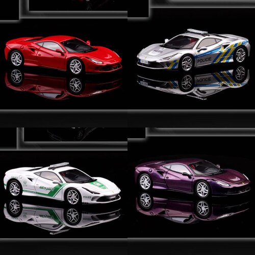 Hone  Model 1:64 HM 法拉利F8 Tributo 警车 仿真合金汽车模型红