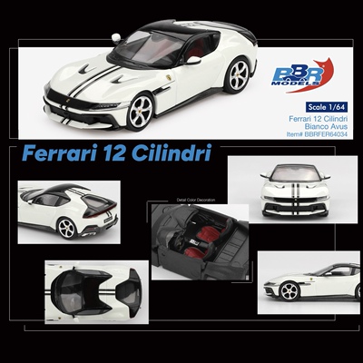 BBR 1:64 法拉利Ferrari 12 Cilindri 硬顶白色 仿真合金汽车模型