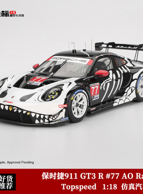 Topspeed 1:18 911 GT3 R #77 AO Racing 万圣节骷髅龙 树脂模型