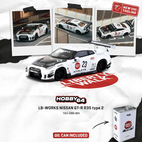 TW 1:64 日产尼桑GT-R R35 type 2 LB宽体改 仿真合金汽车模型白