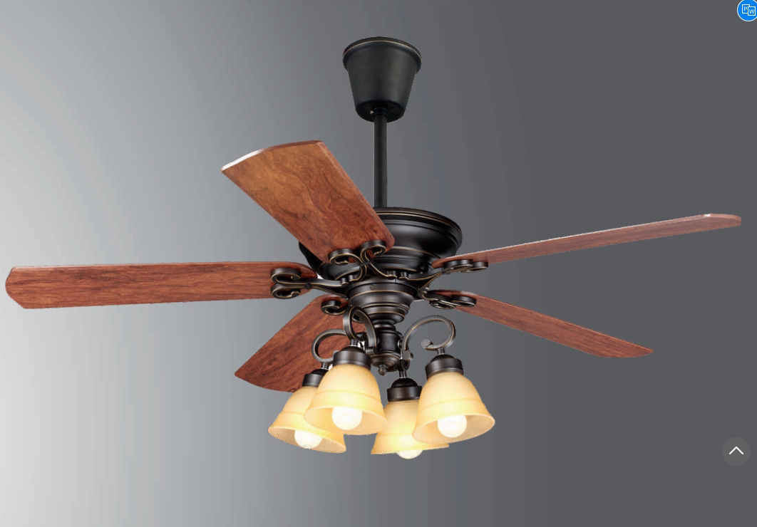 鸿基大吊扇灯客厅餐厅复古欧美式木叶仿古装饰风扇 家用静音带灯