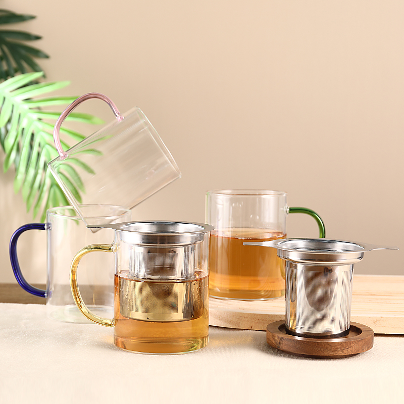 不锈钢茶漏带盖过滤网泡茶器茶水分离茶杯玻璃水杯泡茶杯办公室杯