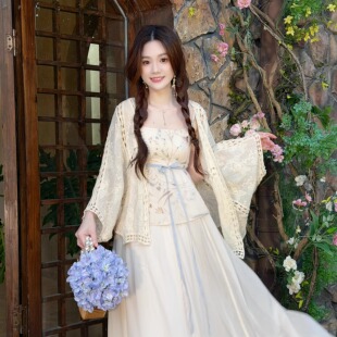 镜花月 素套装 新款 汉元 原创国风度假风月牙色日常百搭夏款 瑶西