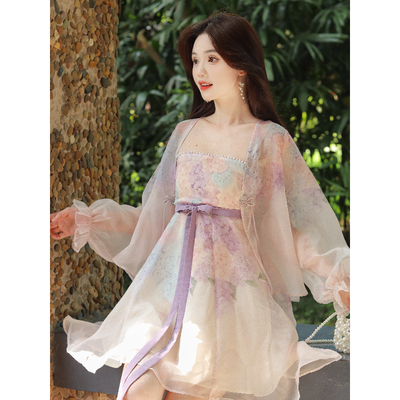 瑶西【花开半夏】夏季裙子巨好看的连衣裙汉服新中式短裙