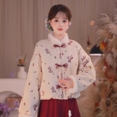 红枝暮雪 外套立体手工花加绒女半裙套装 正版 厚款 原创冬季 瑶西