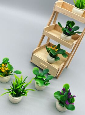 迷你植物盆栽dollhouse花盆娃娃屋12分6分绿植模型小碎花丛ob11