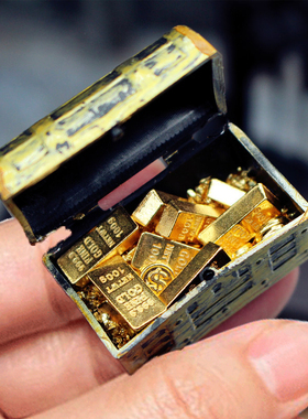 娃屋迷你宝藏模型12分微缩宝箱ob11袖珍金条bjd元宝拍摄场景道具