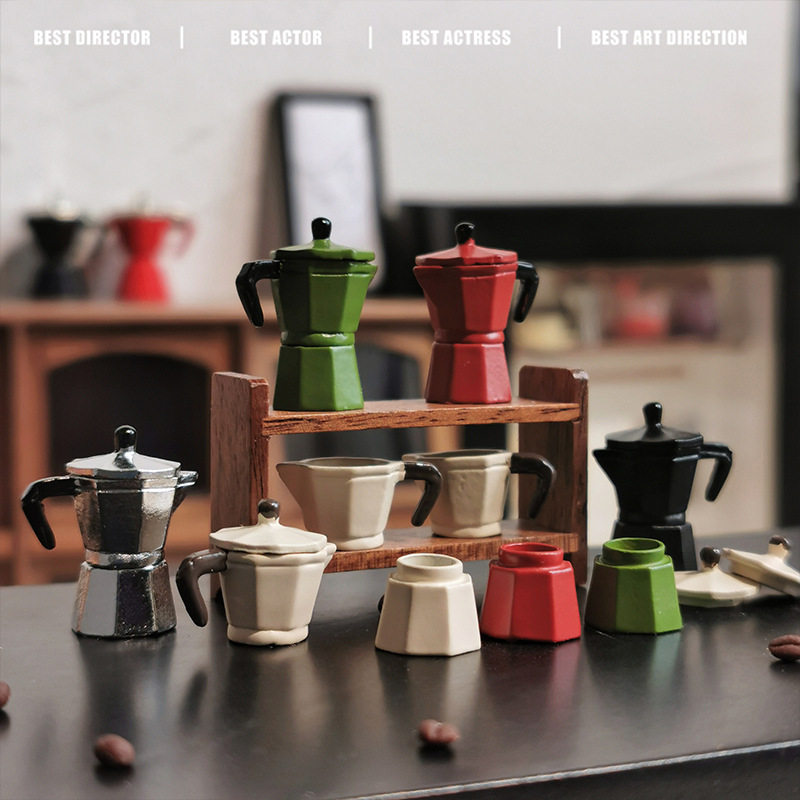 12分娃屋迷你摩卡壶咖啡器具模型