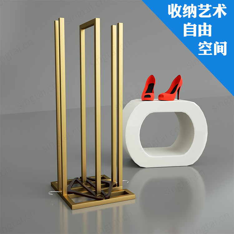 衣架收纳架裤夹收集架服装店不锈钢简约金色衣裤架存放整理储存架