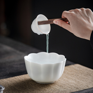 羊脂玉花瓣茶洗小号笔洗水盂洗茶杯白瓷功夫洗茶具盆茶渣缸杯碗洗