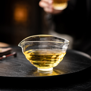 水晶玻璃揽月公道杯 尚器 手作条纹高透明玻璃公杯分茶器精致轻奢