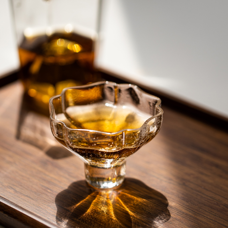 日式气泡玻璃茶杯花朵造型女清