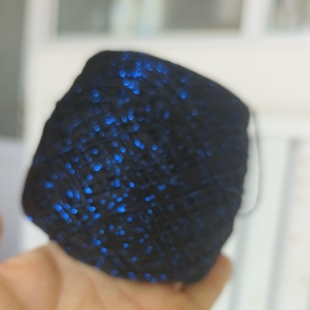 蓝色眼泪羊绒线手织配线山羊绒全脂绒蓝色闪丝亮丝亮片毛线
