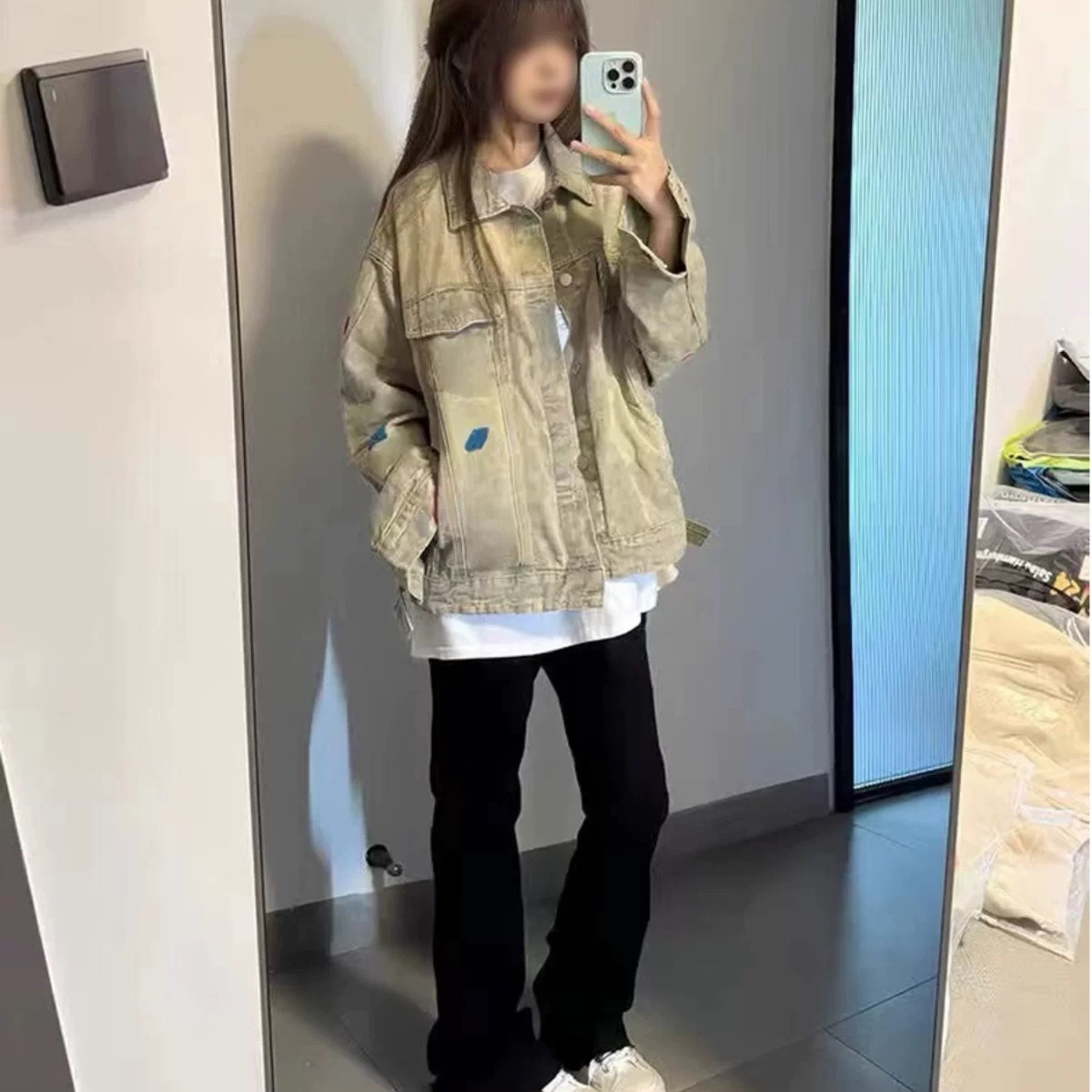 大码美式黄泥牛仔外套女百搭外套
