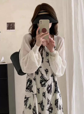 大码胖妹妹法式冰丝薄款针织防晒开衫外套女春夏坎肩外搭披肩罩衫