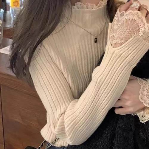 设计感小众显瘦百搭针织打底衫女