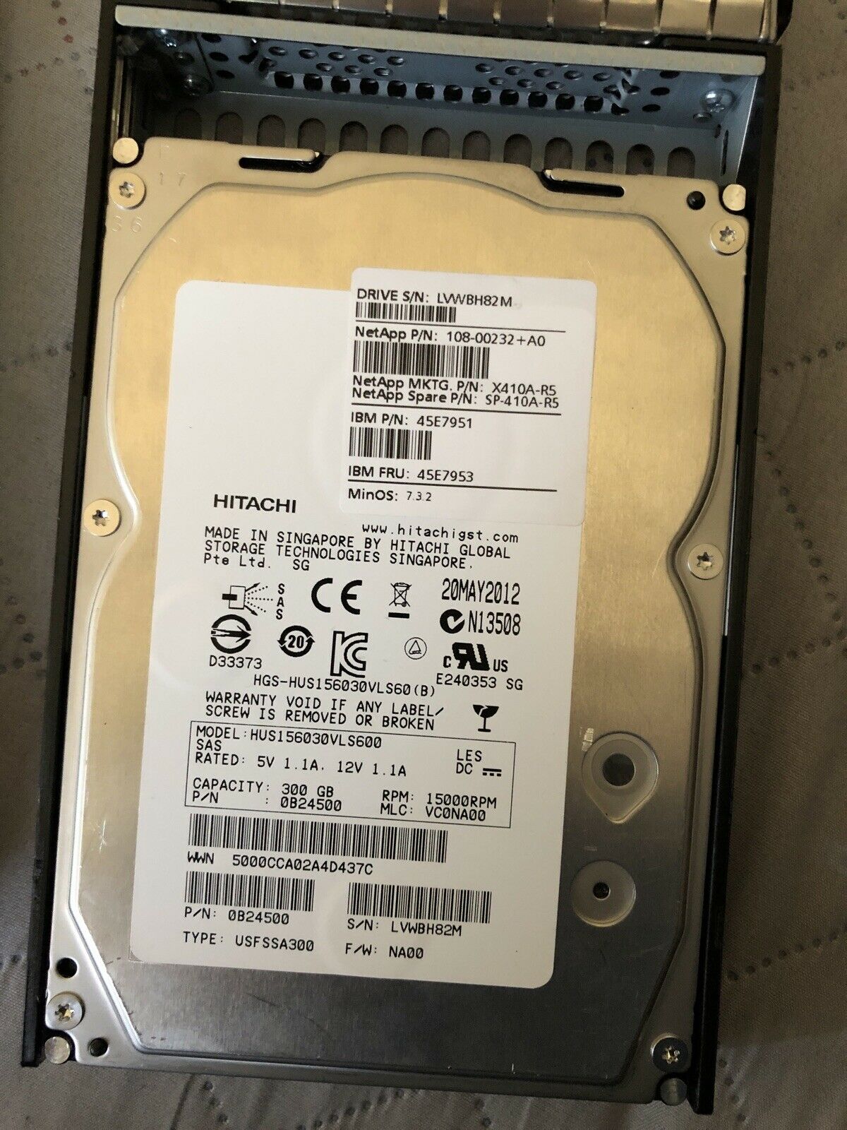 NetApp X410A-R5 300G 15K SAS 3.5 FAS3020/3040/3050/3240硬盘