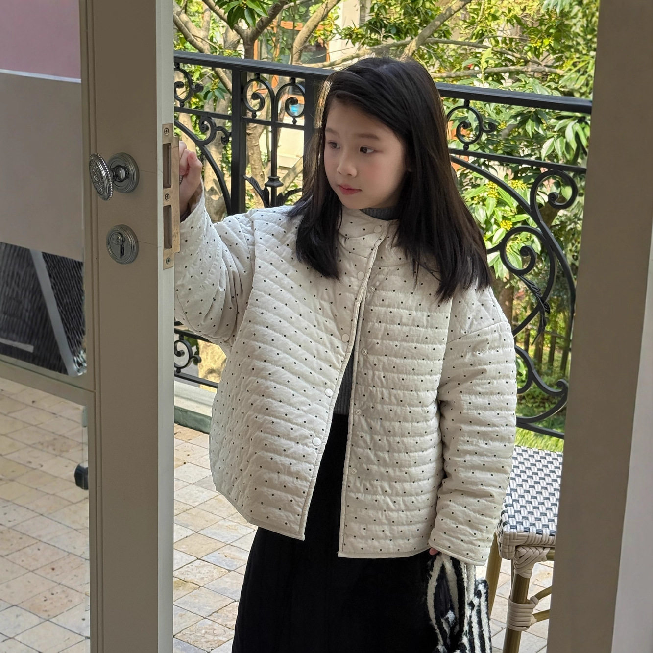 童外套2025秋冬韩版女宝宝波点连帽棉服加厚短款儿童面包服外套