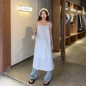 新日系吊带连衣裙少女无袖 Punkhoo 夏季 条纹度假风长裙甜美小个子