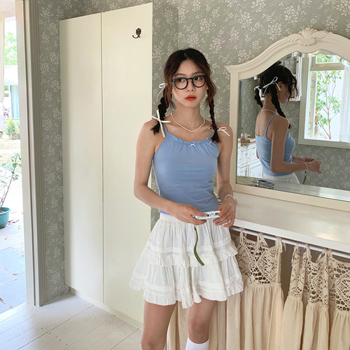 蝴蝶结吊带背心内搭上衣女