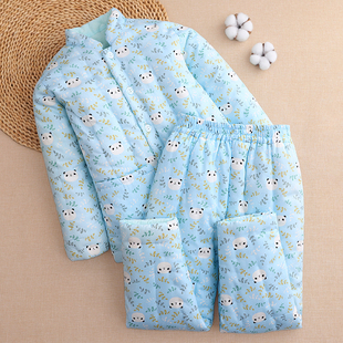 中大童棉花冬季男童女童手工棉袄棉裤套装加厚保暖棉服学生内穿