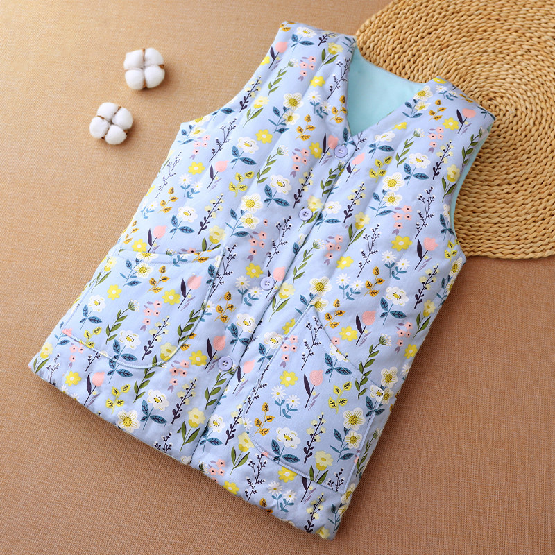 纯棉花加厚手工马甲女士 秋冬季内胆保暖上衣中老年人修身棉背心