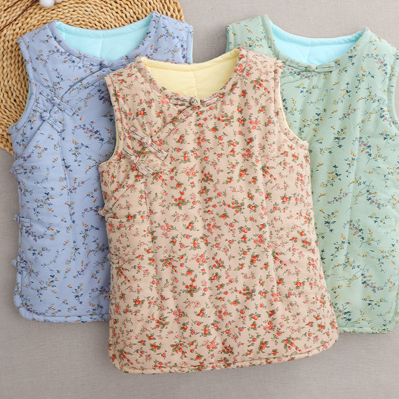 女士保暖马夹中式风格棉背心坎肩纯棉花成人马甲秋冬季居家内外穿