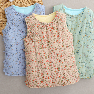 女士保暖马夹中式风格棉背心坎肩纯棉花成人马甲秋冬季居家内外穿