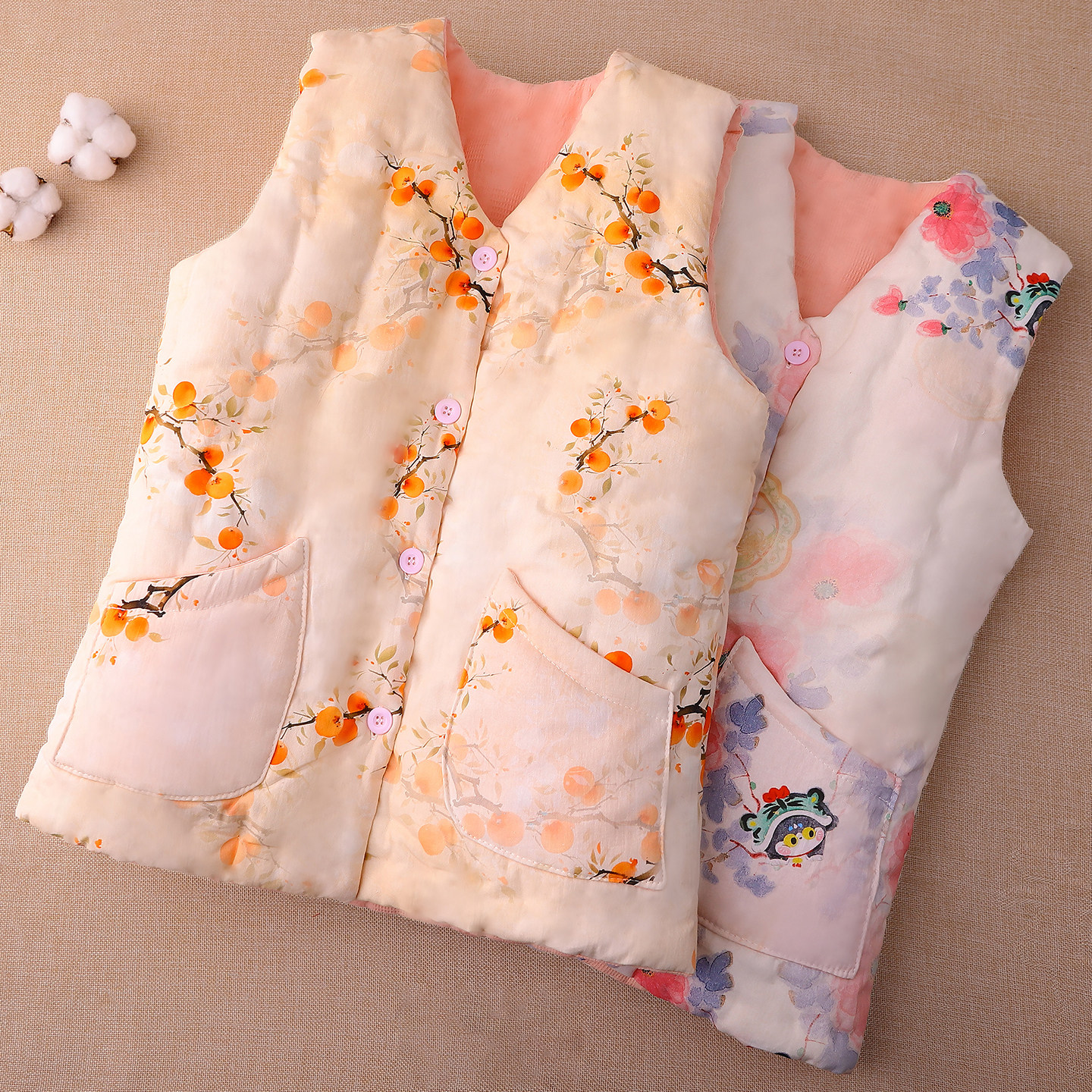 女士手工纯棉花马甲秋冬季加厚保暖棉坎肩成人内外穿背心大人马夹