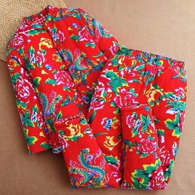 大花布纯棉布夹棉加厚棉袄套装