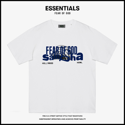 FEAR OF GOD联名RRR123美式潮牌印花复古短袖休闲宽松纯棉T恤男