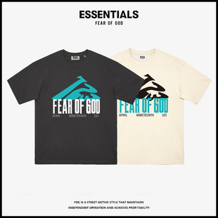 FEAR GOD联名RRR123水洗高街美式 复古短袖 休闲宽松纯棉T恤男