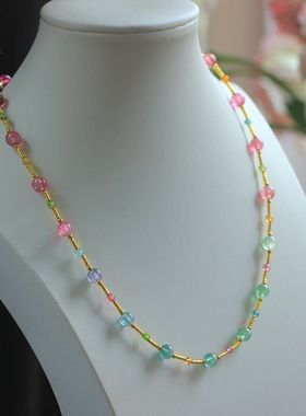 仙女锁骨链彩虹碧玺满天星