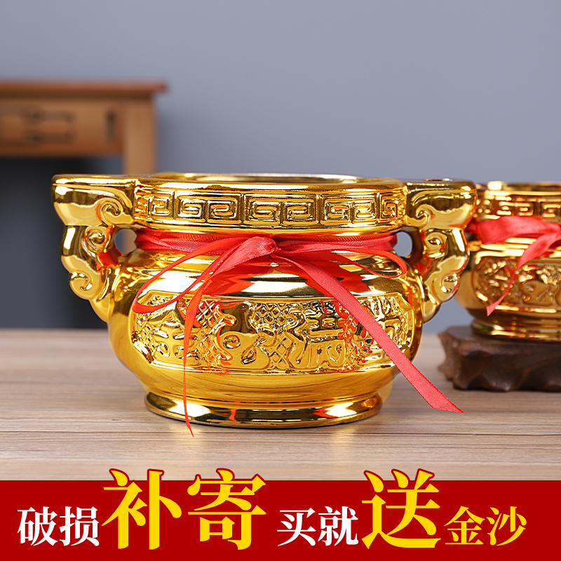 陶瓷双耳香炉家用供奉插香户外古铜色香炉碗室内供奉烧香佛具用品