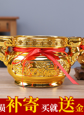 陶瓷双耳香炉家用供奉插香户外古铜色香炉碗室内供奉烧香佛具用品