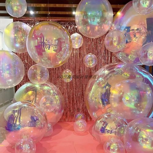 炫彩镭射桃心五角星4d派对气球