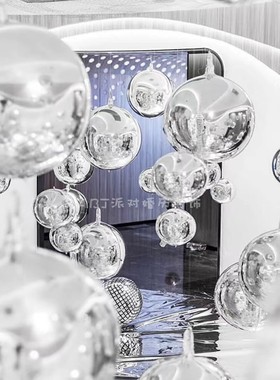 18寸4d商场ktv生日派对飘空铝膜银色吊顶气球直播间新年装饰布置