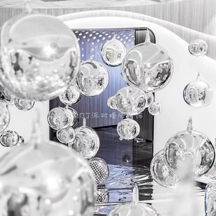 18寸4d商场ktv生日派对飘空铝膜银色吊顶气球直播间新年装 饰布置