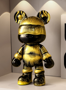 现货成品流体熊摆件32CM高 酷酷熊手工DIY流体熊存钱罐桌面摆件