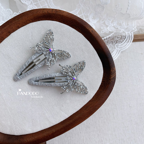 PANDODO儿童闪闪蝴蝶发夹边夹 宝宝BB夹不伤发女童防锈碎发夹包邮