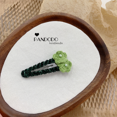 PAN小众自制 儿童粉花朵绿花朵发夹宝宝BB夹女童碎发夹刘海夹发饰