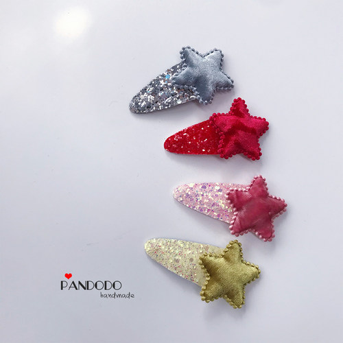 韩国儿童发饰丝绒星星发夹女童