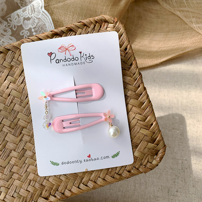 独家原创手作 缀一点古风纯色系流苏水滴夹宝宝BB夹儿童发夹头饰