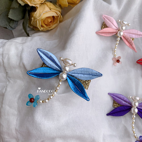 中国风儿童蜻蜓发夹缠花汉服