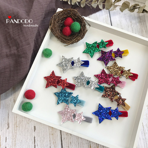 进口丝绒撞色儿童发夹百搭