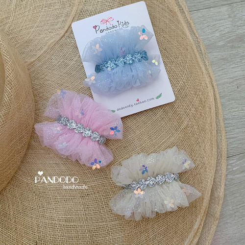 原创小众纯手工网纱发夹儿童头饰