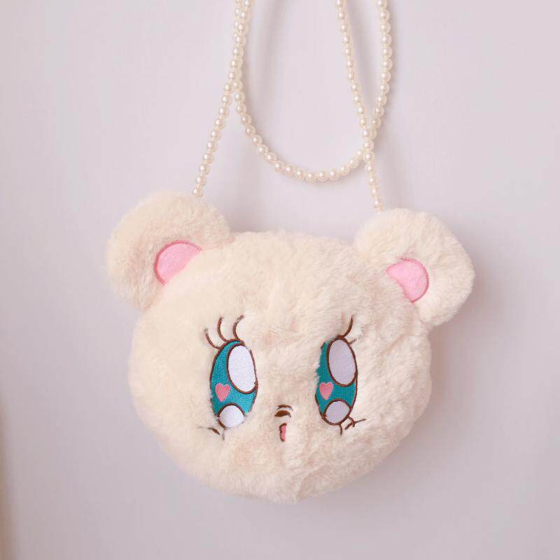 软萌可爱毛绒绒小熊单肩包lolita漫展少女软妹珍珠熊头刺绣斜挎包
