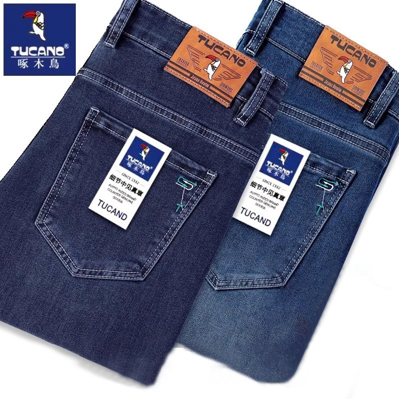 啄木鸟牛仔裤男秋季修身直筒男裤2025新款弹力秋天休闲长裤子男款