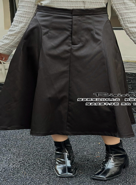 R牌特价欧货2023秋16940复古文艺简约高腰半身裙女神范